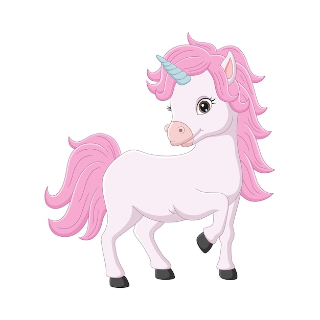 Cute little pink unicorn cartoon
