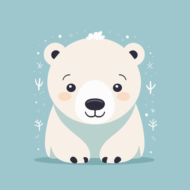 Vector cute little polar bear cartoon illustration vector design