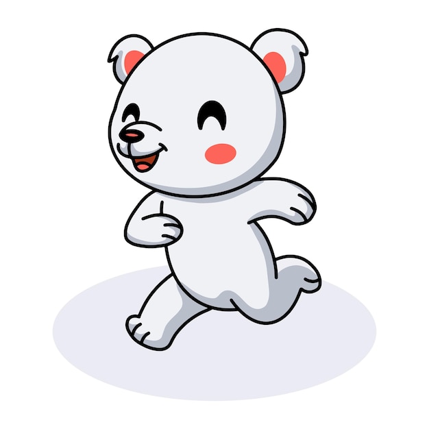 Cute little polar bear cartoon running