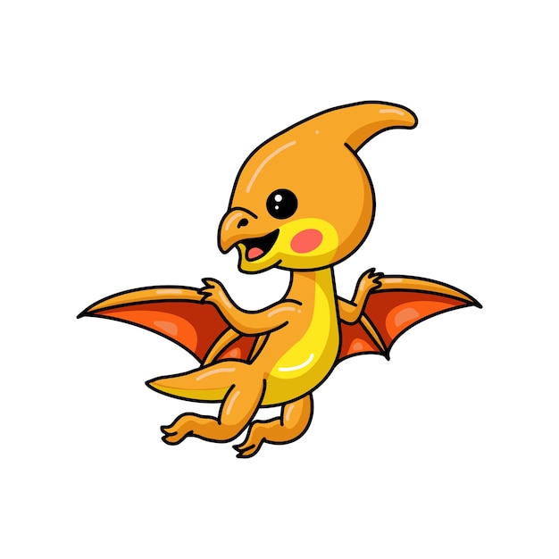 Cute little pterodactyl dinosaur cartoon flying