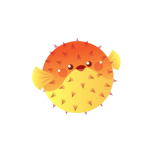 Vector cute little puffer fish illustration