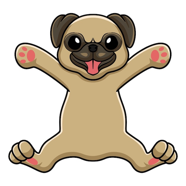 Cute little pug dog cartoon posing