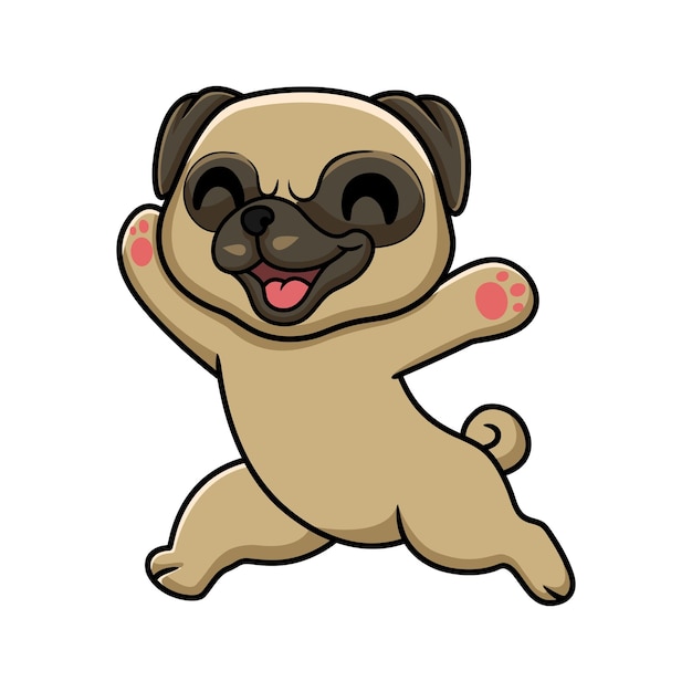 Cute little pug dog cartoon