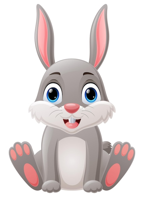 Cute little rabbit cartoon sitting