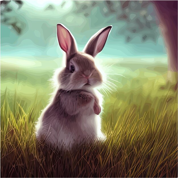 Cute little rabbit for easter spring holiday vector spring holiday easter landscape wildlife forest