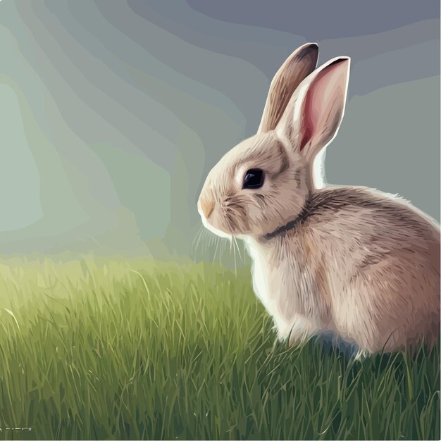 Vector cute little rabbit for easter spring holiday vector spring holiday easter landscape wildlife forest