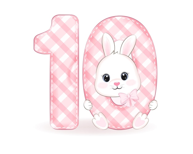 Cute little rabbit happy birthday 10 years old