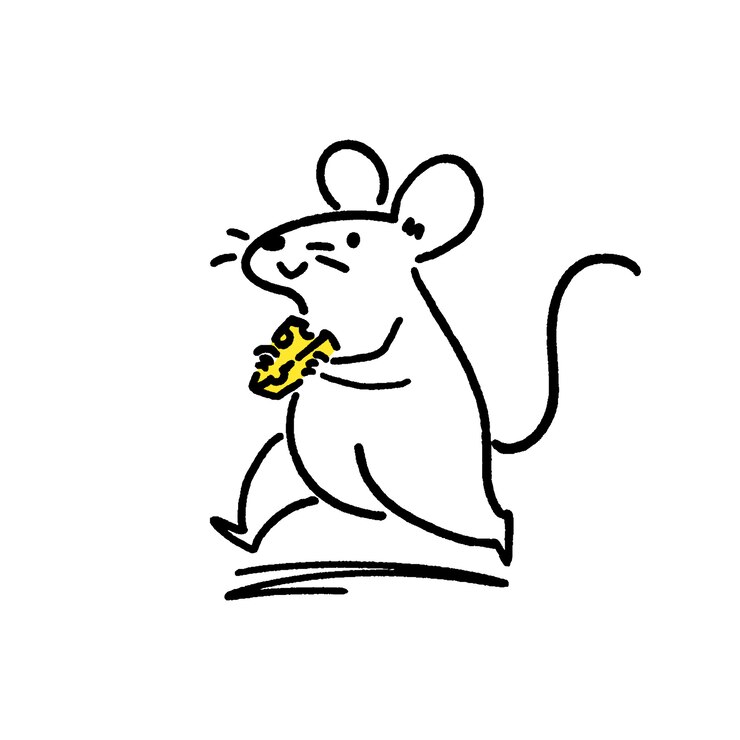 Vector cute little rat with cheese
