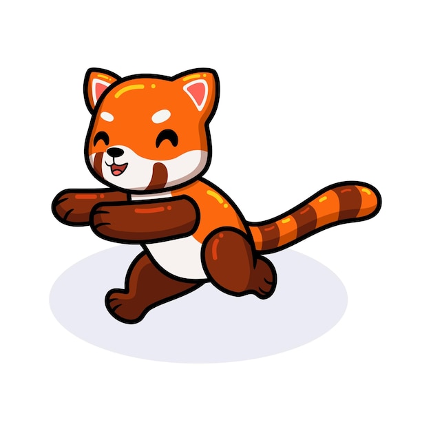 Cute little red panda cartoon walking