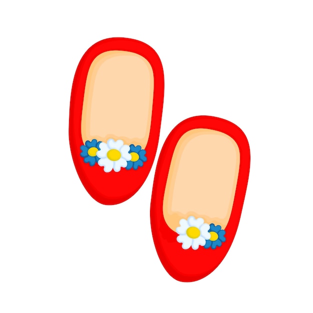 Cute Little Red Shoes with Flowers Illustration Vector Clipart