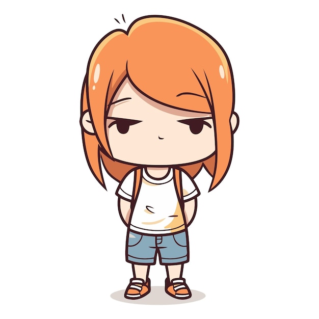 Cute little redhead girl in casual clothes