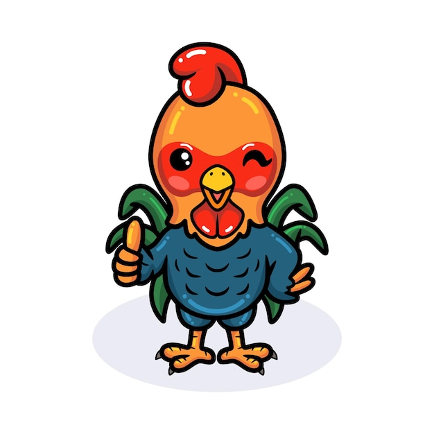 Cute little rooster cartoon giving thumb up