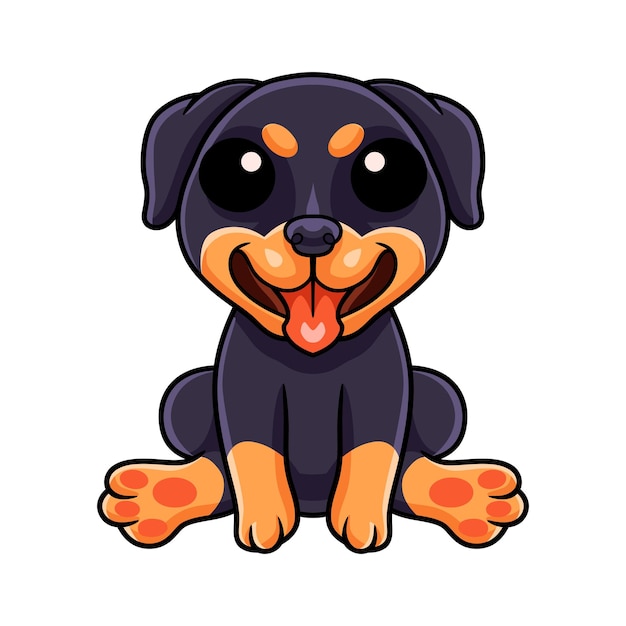 Vector cute little rottweiler dog cartoon