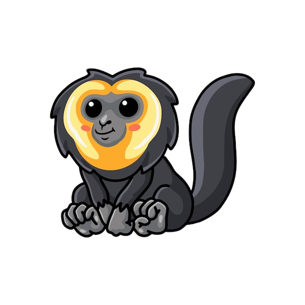 Cute little saki monkey cartoon sitting