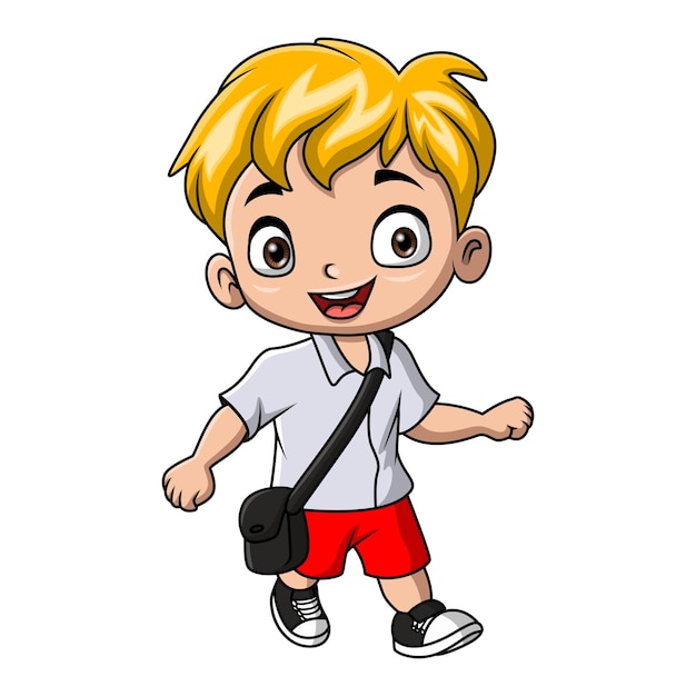 Cute little school boy cartoon