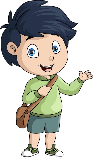 Cute little school boy cartoon