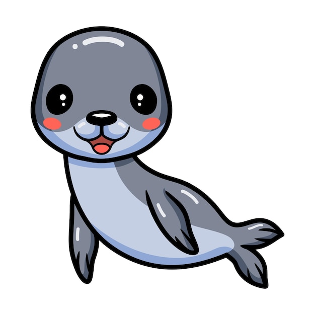 Cute little seal cartoon posing