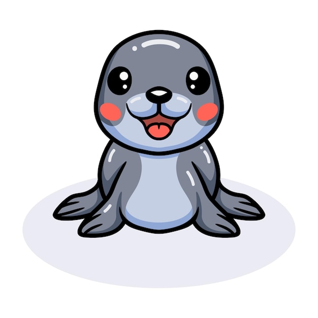 Vector cute little seal cartoon posing