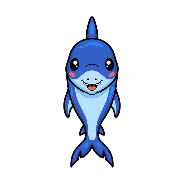 Cute little shark cartoon posing