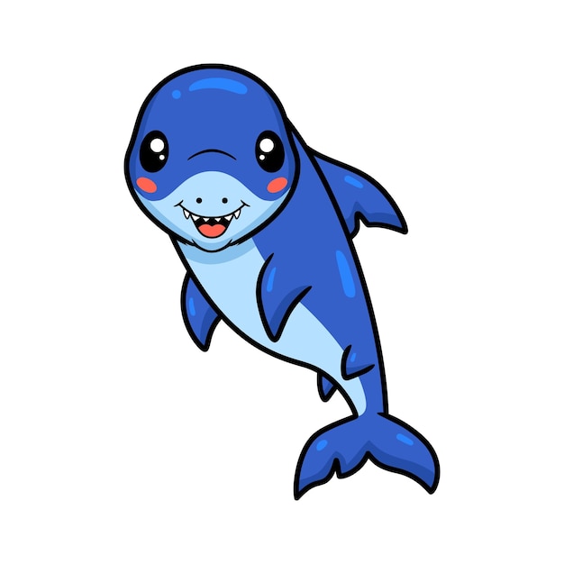 Cute little shark cartoon posing