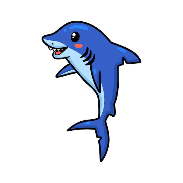 Vector cute little shark cartoon posing