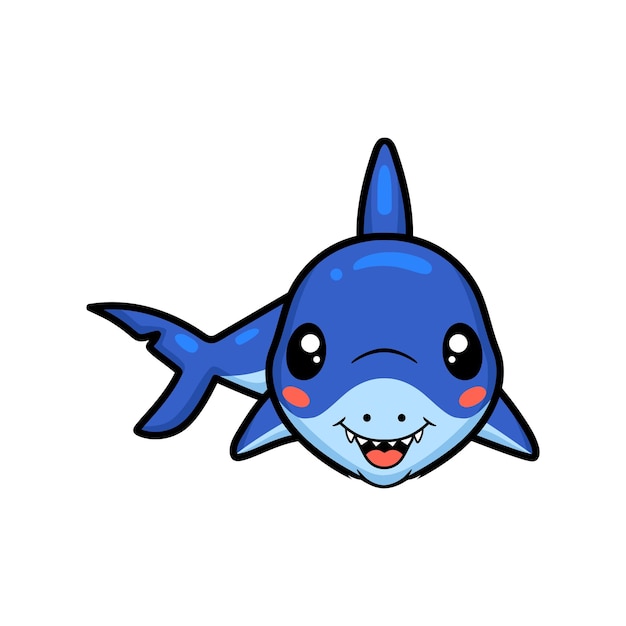 Cute little shark cartoon swimming