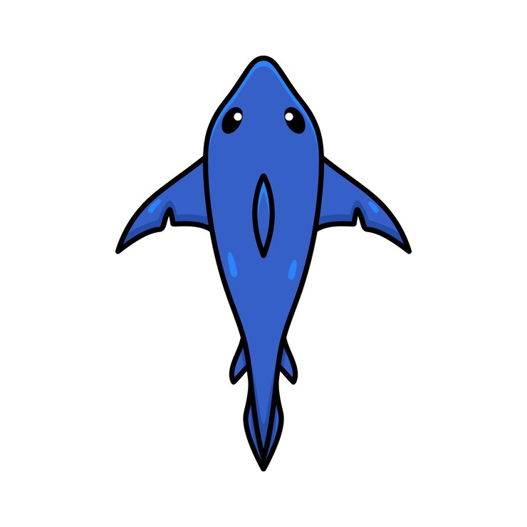 Vector かわいい小さなサメの漫画の水泳