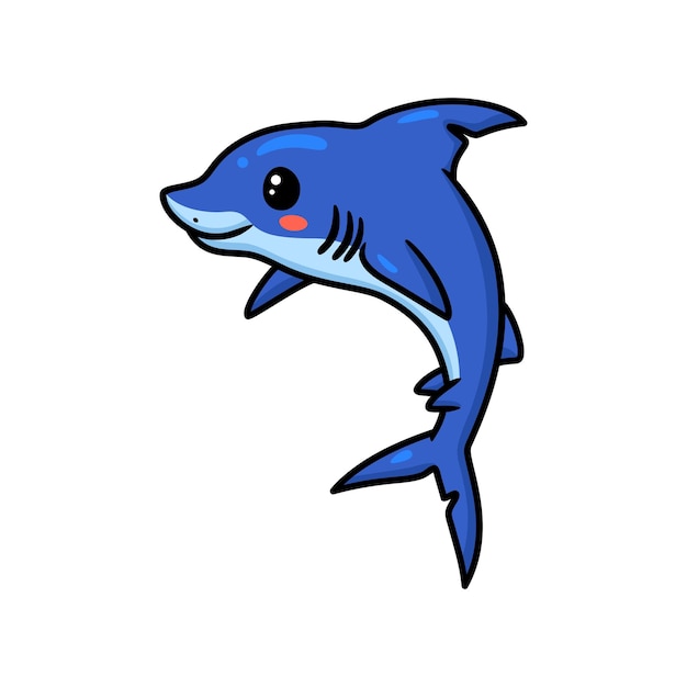 Cute little shark cartoon swimming