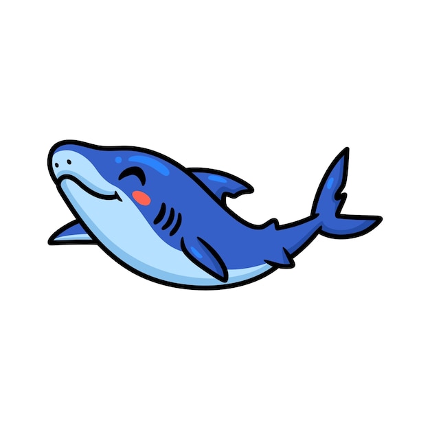 Cute little shark cartoon swimming