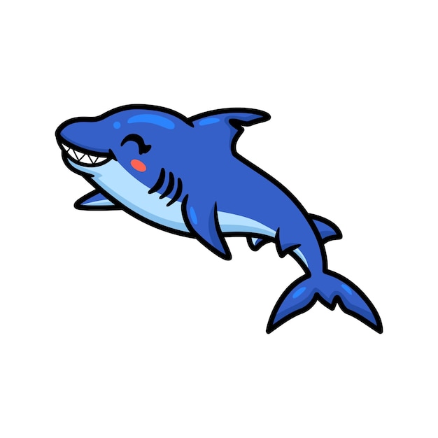 Cute little shark cartoon swimming