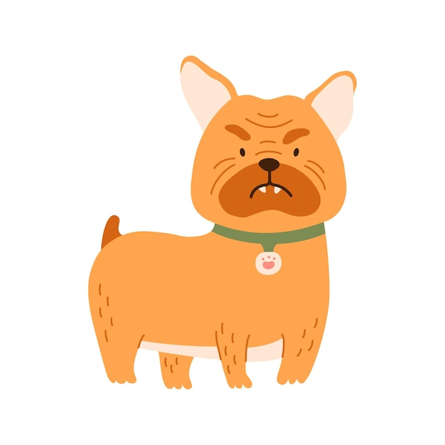 Vector cute little sitting and smiling dog bulldog funny cartoon dog pet isolated vector