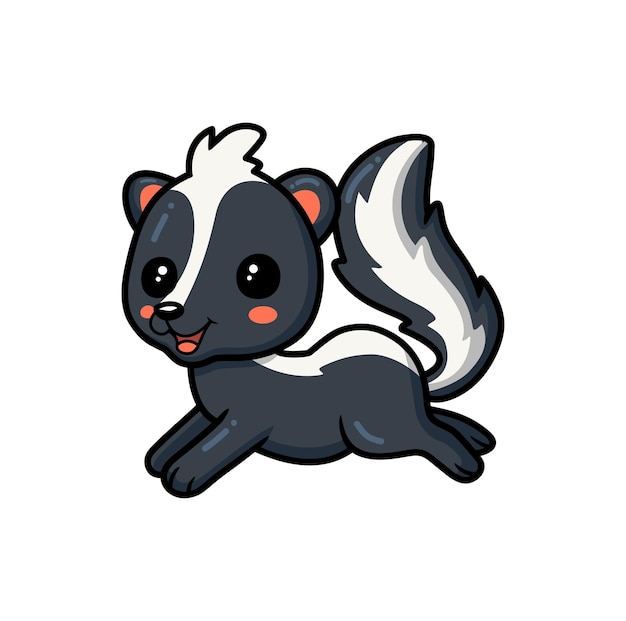 Cute little skunk cartoon jumping