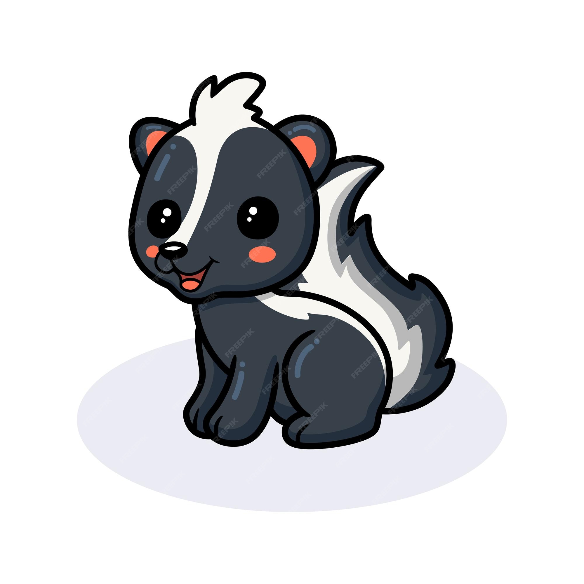 Premium Vector | Cute little skunk cartoon sitting
