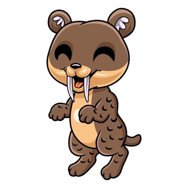 Cute little smilodon cartoon standing