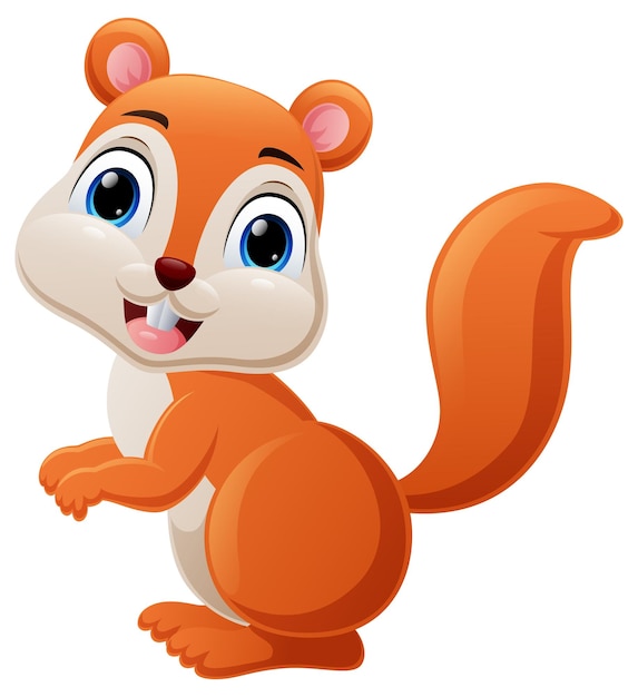 Vector cute little squirrel cartoon on white background