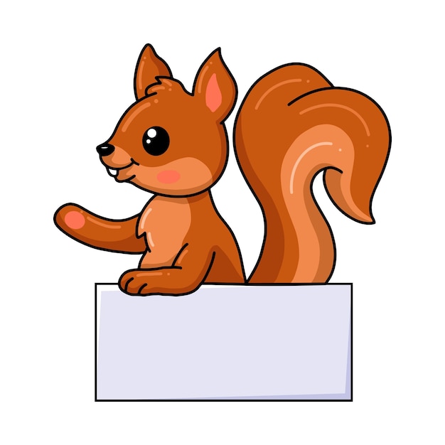 Cute little squirrel cartoon with blank sign