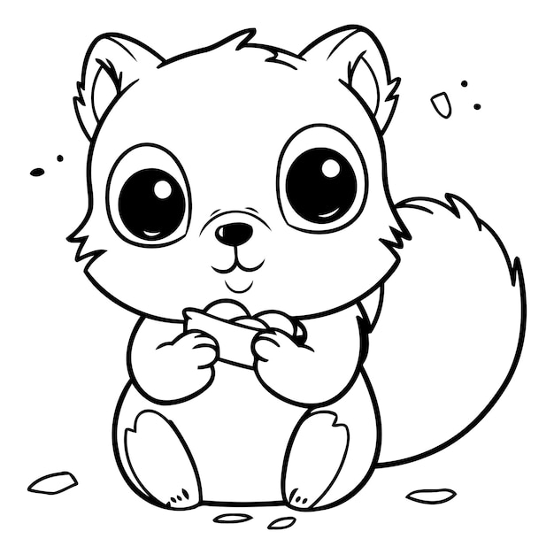 Piccolo scoiattolo carino seduto e con un bastone in mano illustrazione vettoriale