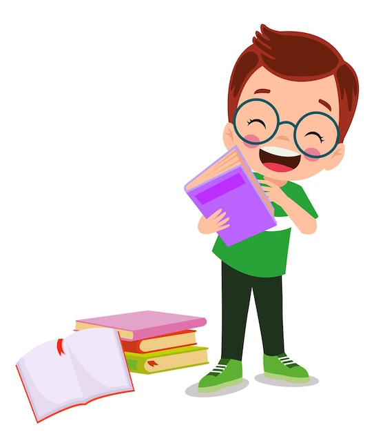 Cute little student with books