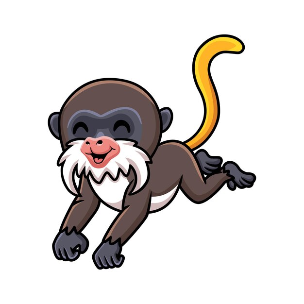 Vector cute little tamarin monkey cartoon jumping