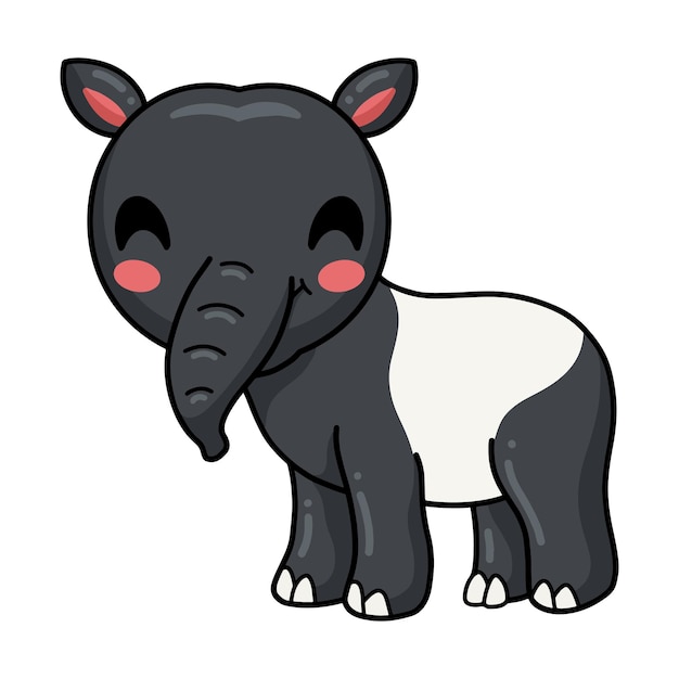 Vector cute little tapir cartoon character