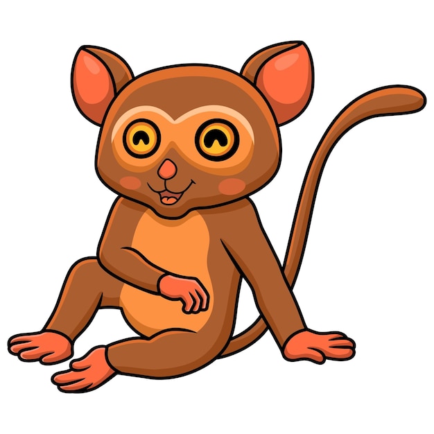 Vector cute little tarsier cartoon sitting