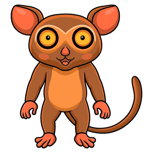 Vector cute little tarsier cartoon standing