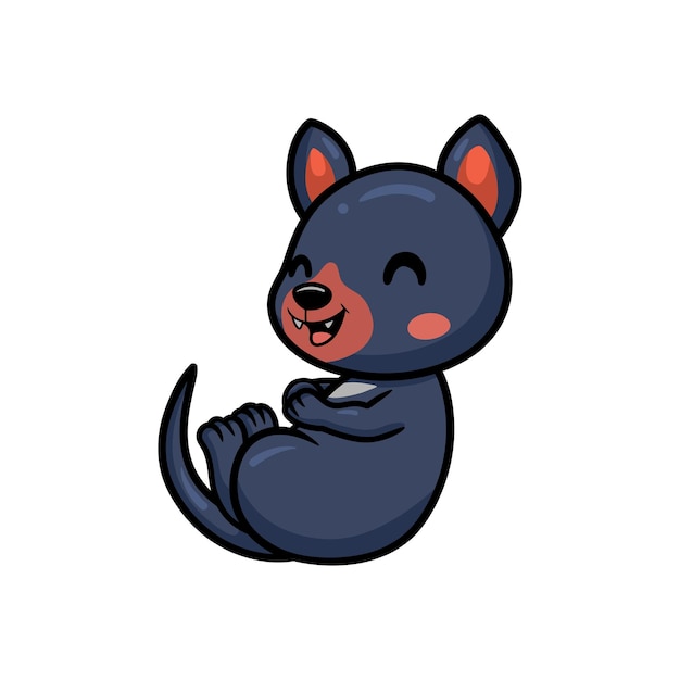 Vector cute little tasmanian devil cartoon laughing