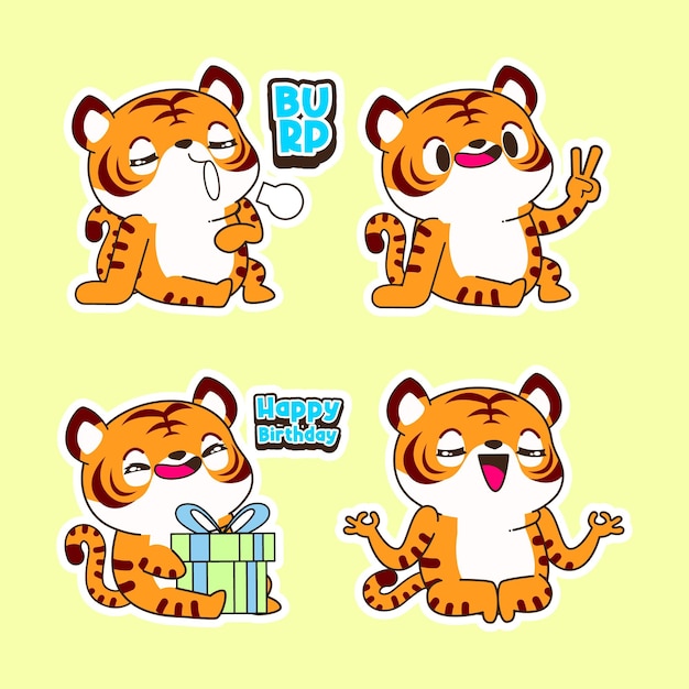 Cute little tiger cartoon vector illustration