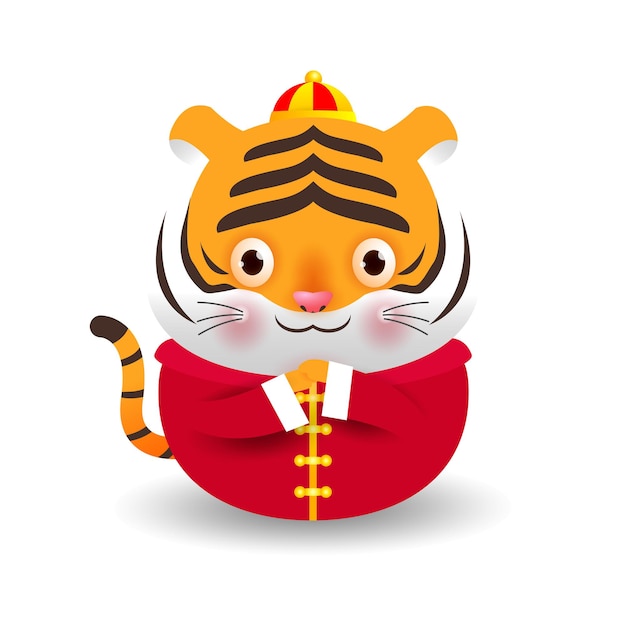 Vettore carino piccola tigre e felice anno nuovo cinese 2022 anno dello zodiaco tigre