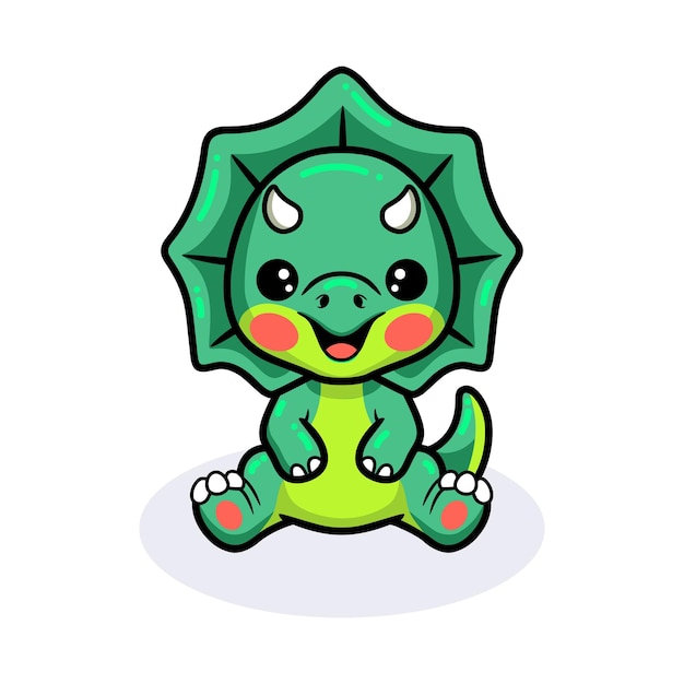 Cute little triceratops dinosaur cartoon sitting