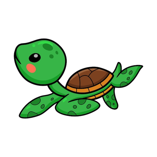 Vector cute little turtle cartoon swimming