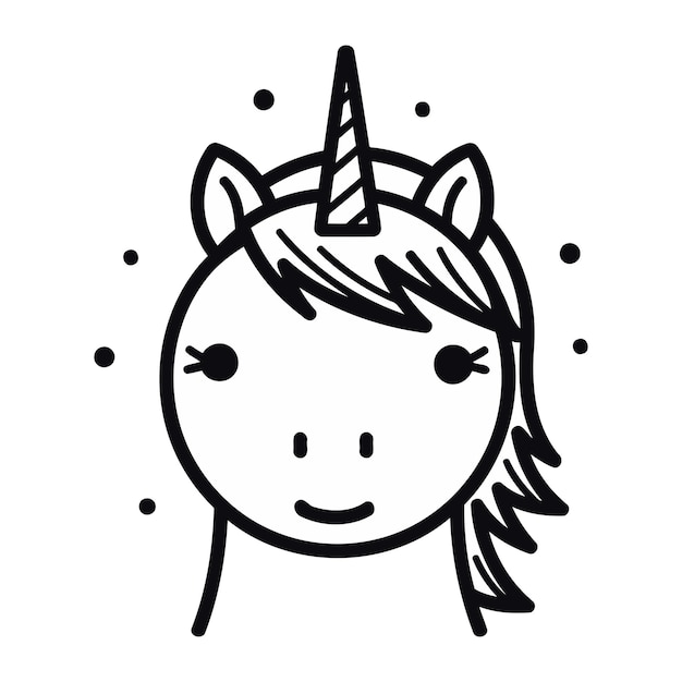 Vector cute little unicorn fantasy line style icon vector illustration design thick line