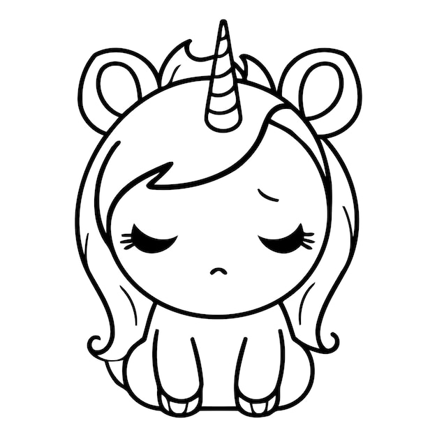 Cute little unicorn Vector illustration Isolated on white background