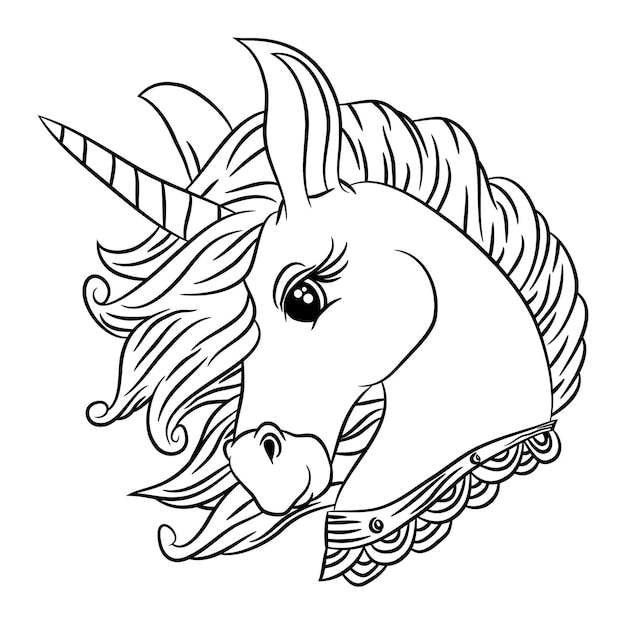 Vector cute little unicorns, cartoon animal, coloring books for kids